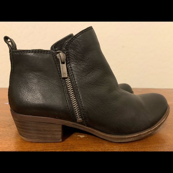 Lucky Brand Booties Black Leather Upper 7M - Picture 3 of 6